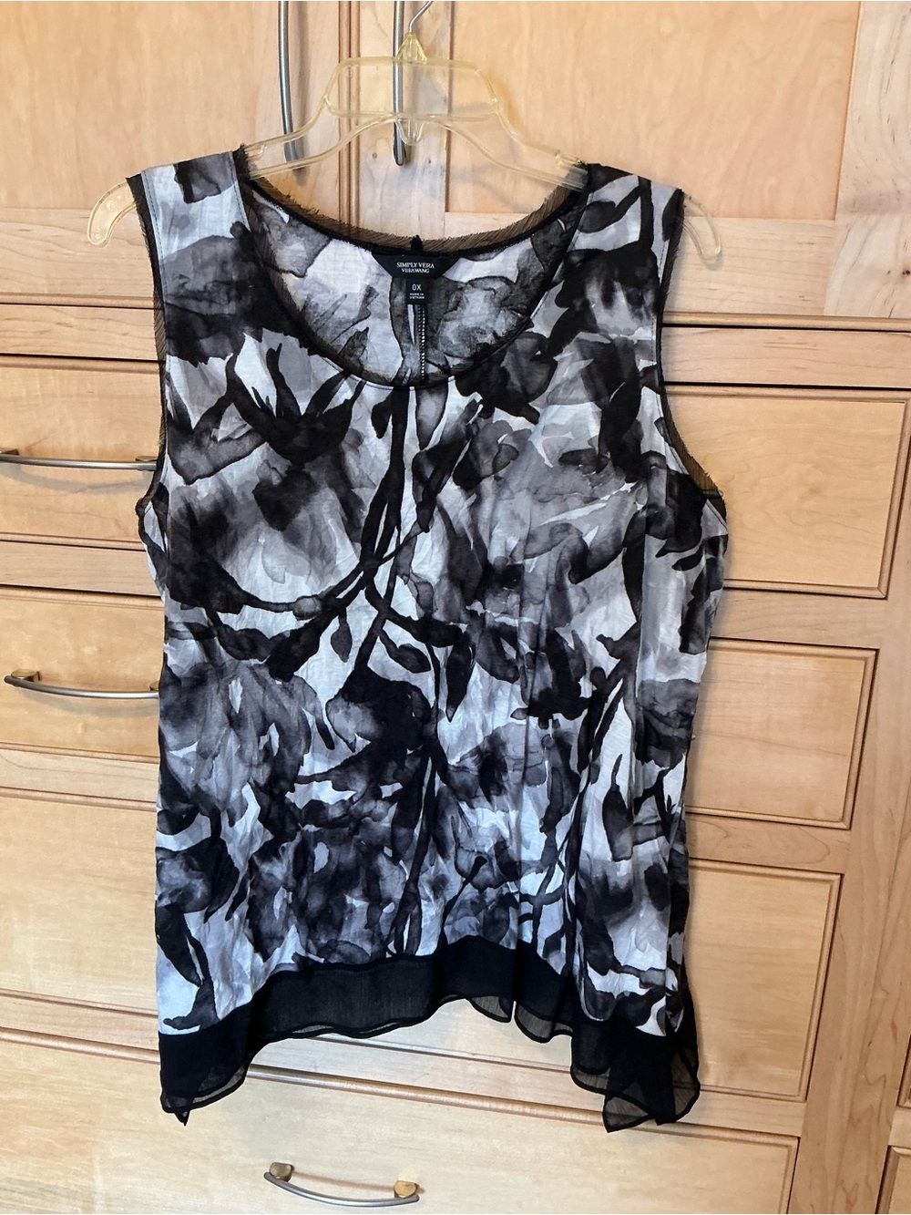 Simply Vera Vera Wang Black & White Print Tank Top OX polyester stretchy
